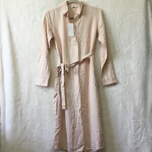 Uniqlo Pink Rayon Long-Sleeve Shirt Dress